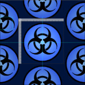 青い生物学的災害［有害物質］記号 ファブリック (タイル)