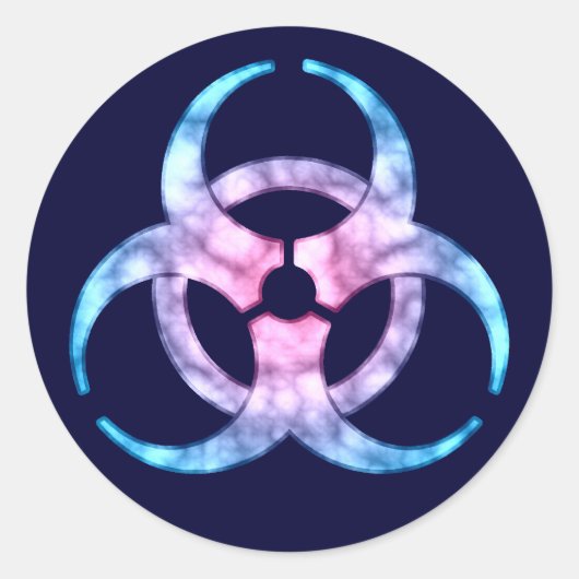 青い生物学的災害［有害物質］記号 ラウンドシール (正面)
