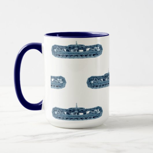 青い産業機械タンクはヴィンテージを追跡します マグカップ (左)