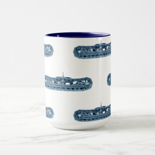 青い産業機械タンクはヴィンテージを追跡します マグカップ (中央)