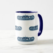 青い産業機械タンクはヴィンテージを追跡します マグカップ (正面右)