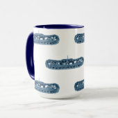 青い産業機械タンクはヴィンテージを追跡します マグカップ (正面左)