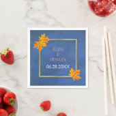 青い田舎者の葉ナプキンにオレンジのカ結婚エデの スタンダードカクテルナプキン (インサイチュ)