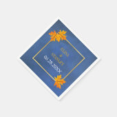 青い田舎者の葉ナプキンにオレンジのカ結婚エデの スタンダードカクテルナプキン (角)