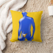 青い男のオレンジ色の下着の枕 クッション (ブランケット)