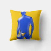 青い男のオレンジ色の下着の枕 クッション (裏面)