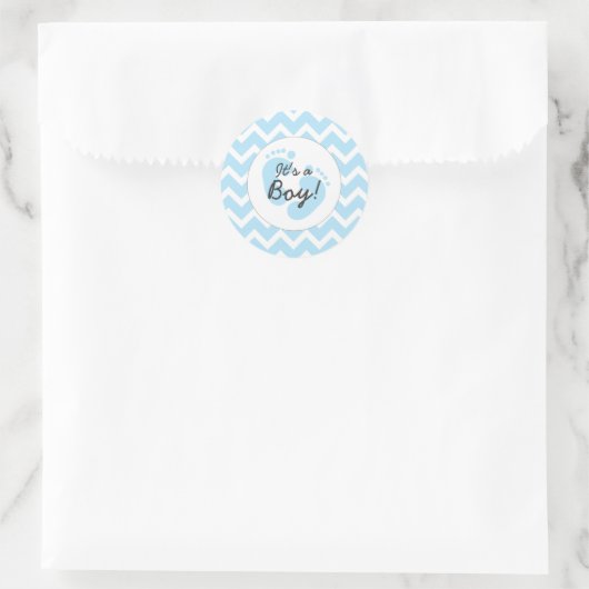 青い男の子のシャワー封筒用シール ラウンドシール (バッグ)