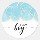 青い男の子のチーム性別は、パーティーラウンドスティッカーを明らかにする ラウンドシール (正面)