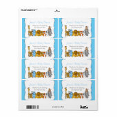 青い男の子ジャングル動物の水のボトルのお願い ラベル (フルシート)