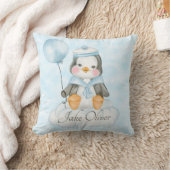 青い男の子ペンギンの赤ちゃん クッション (ブランケット)
