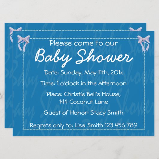 青い男の赤ちゃんのシャワーの招待をカスタマイズ 招待状 (正面/裏面)