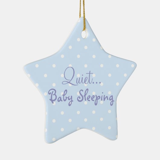 青い男の赤ちゃんの睡眠のドアの印 セラミックオーナメント (右)