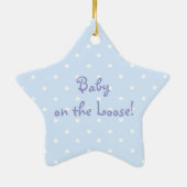 青い男の赤ちゃんの睡眠のドアの印 セラミックオーナメント (裏面)