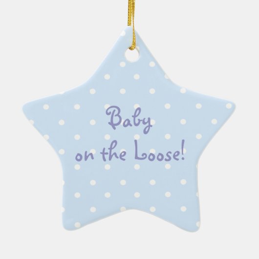 青い男の赤ちゃんの睡眠のドアの印 セラミックオーナメント (裏面)