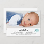 青い男の赤ちゃんの誕生発表写真 案内ポストカード (正面/裏面)