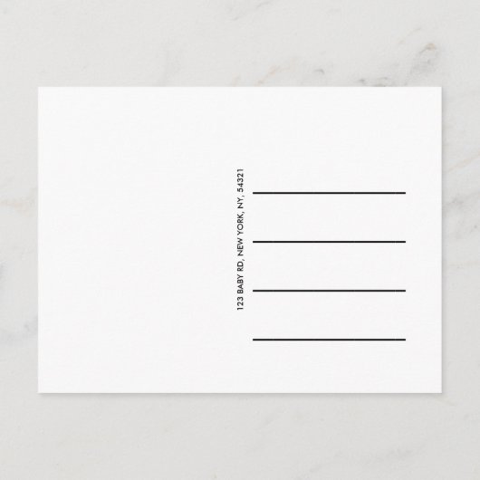 青い男の赤ちゃんの誕生発表写真 案内ポストカード (裏面)