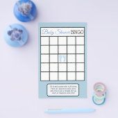 青い男の赤ちゃんの足跡をテーマにした赤ちゃんシャワーゲーム チラシ (シングル)