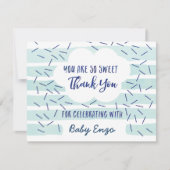 青い男の赤ちゃんはサンキューカードを振りかけます サンキューカード (正面)