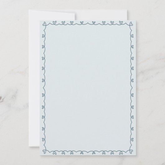 青い男の赤ちゃんゾウとバルーンウォーターの色 招待状 (裏面)