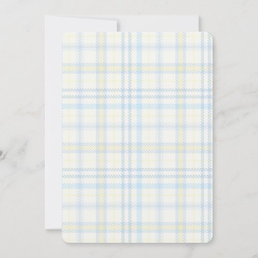 青い男の赤ちゃん写真の生誕発表 (裏面)