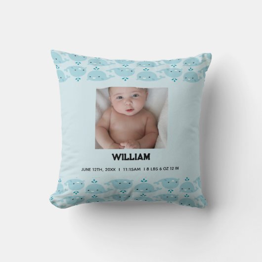 青い男の赤ちゃん名誕生日付統計 |フォトベビー クッション (正面)