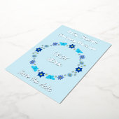 青い男の赤ちゃん蝶と花の日付を保存 箔シーズンカード (回転した状態)