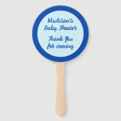 青い男の赤ちゃん蝶と花ベビーシャワー ハンドファン (裏面)