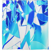 青い画像の切り抜きは不規則にねじれている シャワーカーテン (正面)