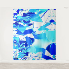 青い画像の切り抜きは不規則にねじれている タペストリー