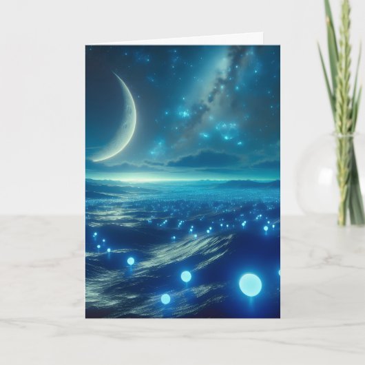 青い異星の惑星と生命体 カード (正面)