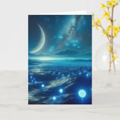 青い異星の惑星と生命体 カード (黄色い花)