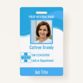 青い病パーソナライズされた院または診療所の従業員 バッジ (正面)