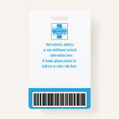 青い病パーソナライズされた院または診療所の従業員 バッジ (裏面)