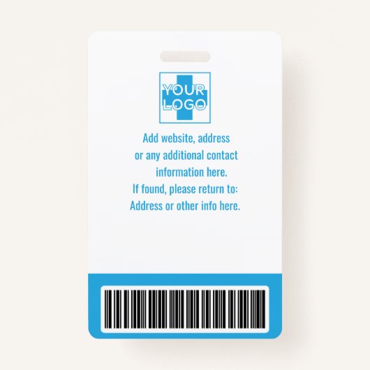 青い病パーソナライズされた院または診療所の従業員 バッジ (裏面)