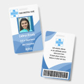 青い病パーソナライズされた院または診療所の従業員 バッジ (表裏)