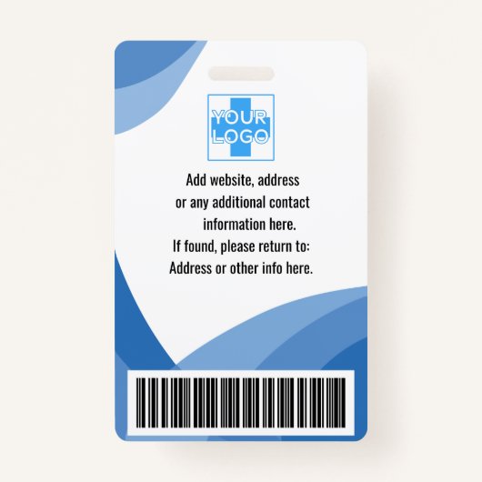 青い病パーソナライズされた院または診療所の従業員 バッジ (裏面)