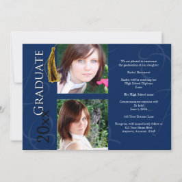 青い発表の卒業案 招待状