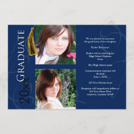 青い発表の卒業案 招待状