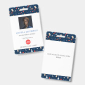 青い登録ナースヘルスケアロゴ バッジ (正面＆裏面)