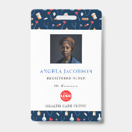 青い登録ナースヘルスケアロゴ バッジ