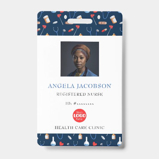 青い登録ナースヘルスケアロゴ バッジ (正面)