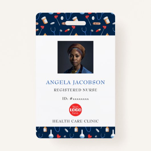 青い登録ナースヘルスケアロゴ バッジ (正面)