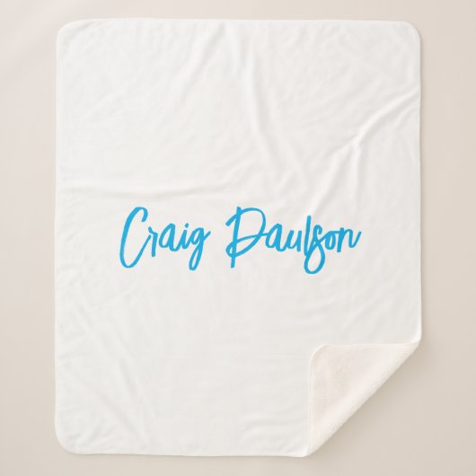 青い白あなたの名前を書のミニマルユニークリスト シェルパブランケット (正面)