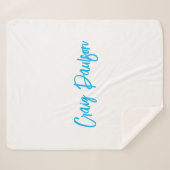 青い白あなたの名前を書のミニマルユニークリスト シェルパブランケット (正面(横))