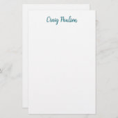 青い白あなたの名前を書のミニマルユニークリスト 便箋 (正面/裏面)