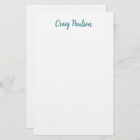 青い白あなたの名前を書のミニマルユニークリスト 便箋 (正面/裏面)