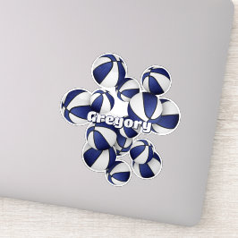 青い白いアスリートボールのクラスター上のバスケット名 シール