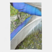 青い白いアヒルの羽,動物,鳥 キッチンタオル (縦)