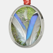 青い白いアヒルの羽,動物,鳥 メタルオーナメント (左)