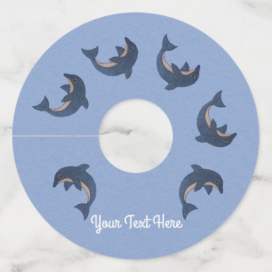 青い白いイルカのようにキラキラを飛ばすリングや輪 ワイングラスタグ (正面)